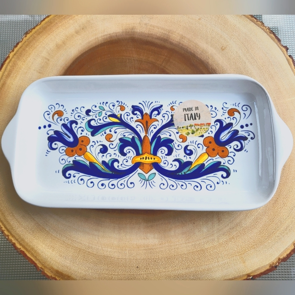 Made in Italy Hand Painted Nova Deruta Ceramic Serving Tray - Small